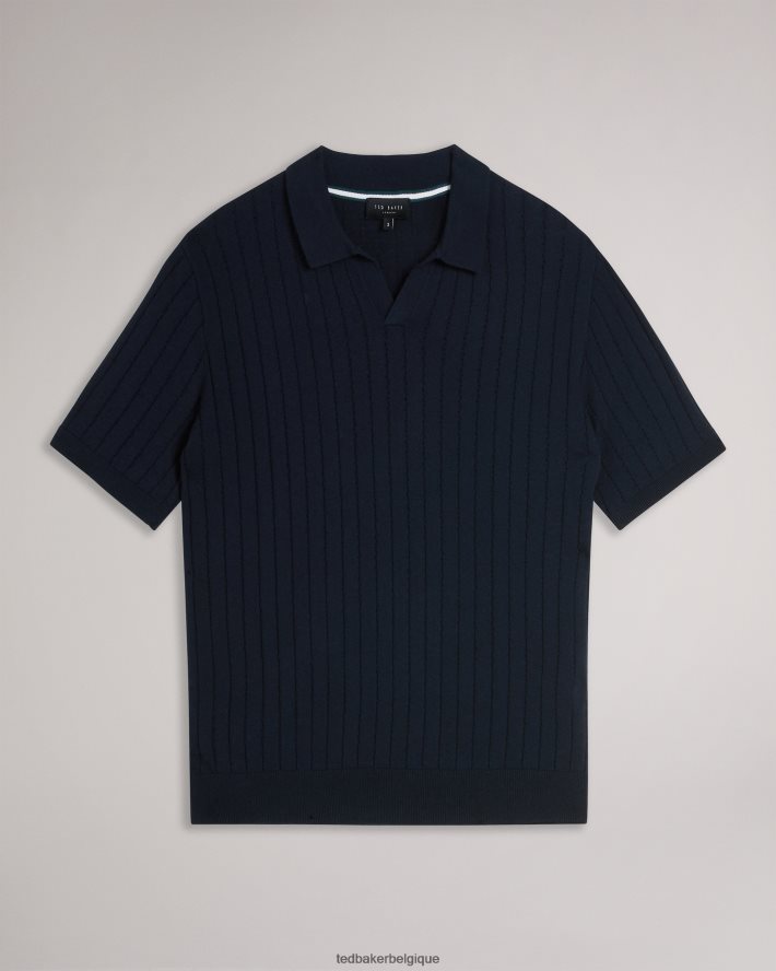être Ted Baker Hommes polo botanique à manches courtes et col ouvert marine FR8J421514 vêtements