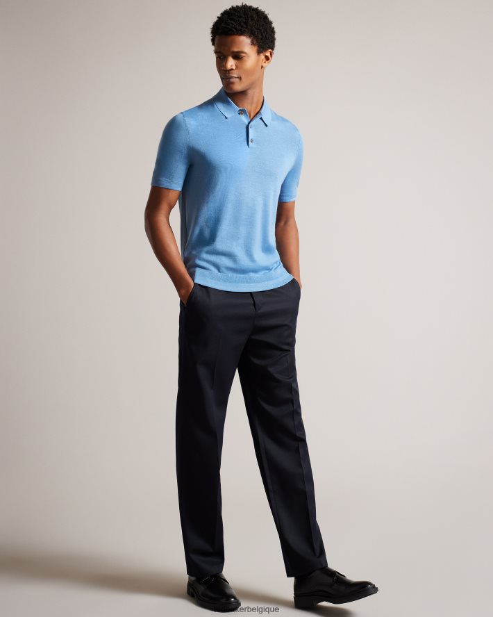 être Ted Baker Hommes polo en laine à manches courtes mondsey bleu pâle FR8J421593 vêtements