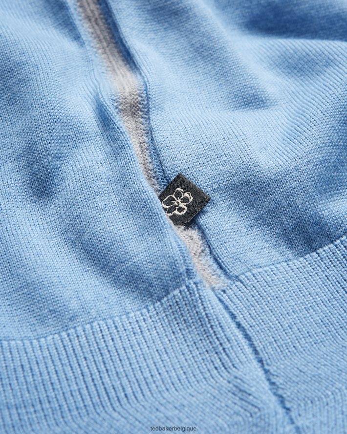 être Ted Baker Hommes polo en laine à manches courtes mondsey bleu pâle FR8J421593 vêtements