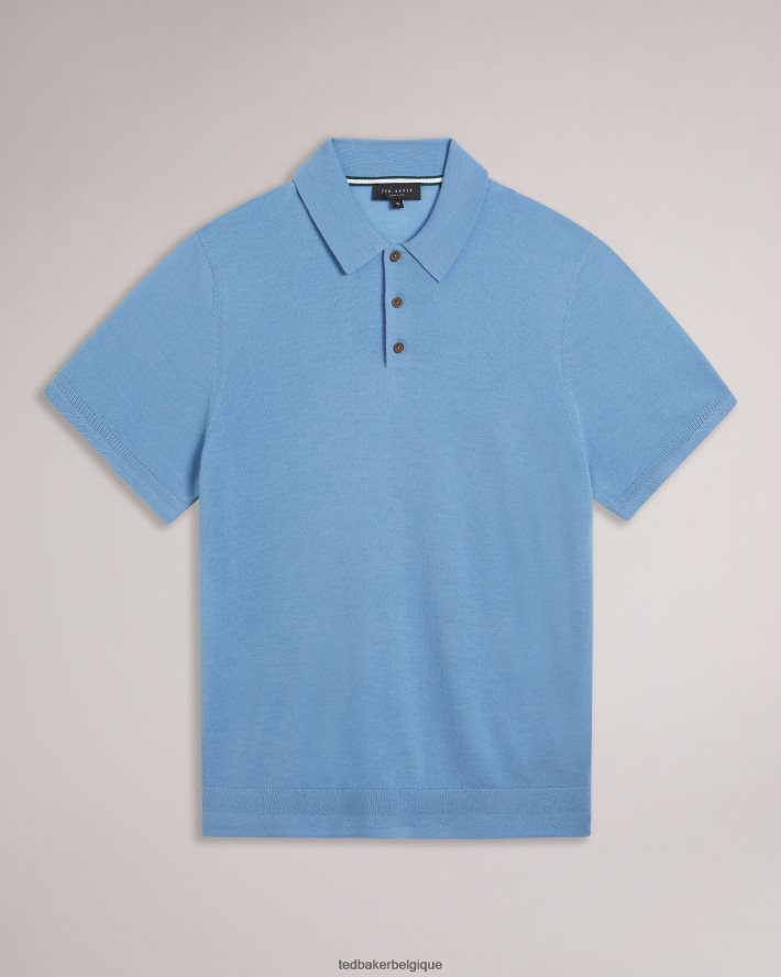 être Ted Baker Hommes polo en laine à manches courtes mondsey bleu pâle FR8J421593 vêtements