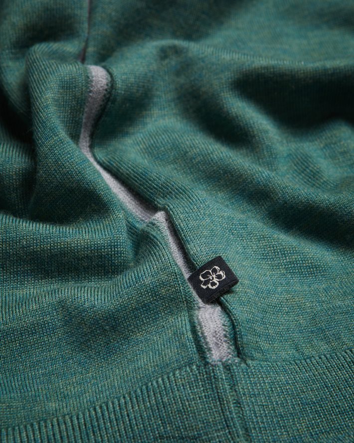 être Ted Baker Hommes polo en laine à manches courtes mondsey vert FR8J421581 vêtements