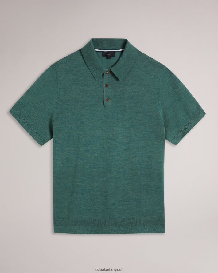être Ted Baker Hommes polo en laine à manches courtes mondsey vert FR8J421581 vêtements