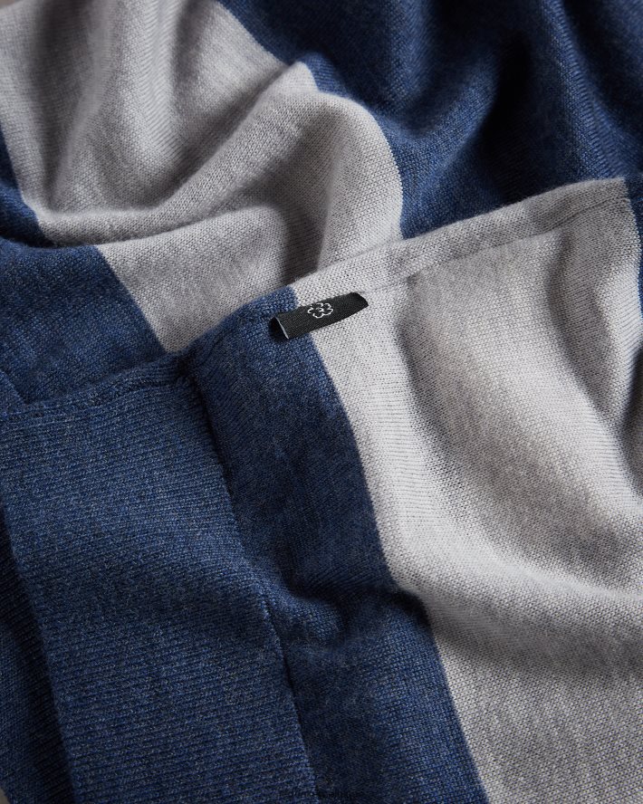 être Ted Baker Hommes polo en mérinos à manches courtes et à rayures multiples Cove écru FR8J421651 vêtements