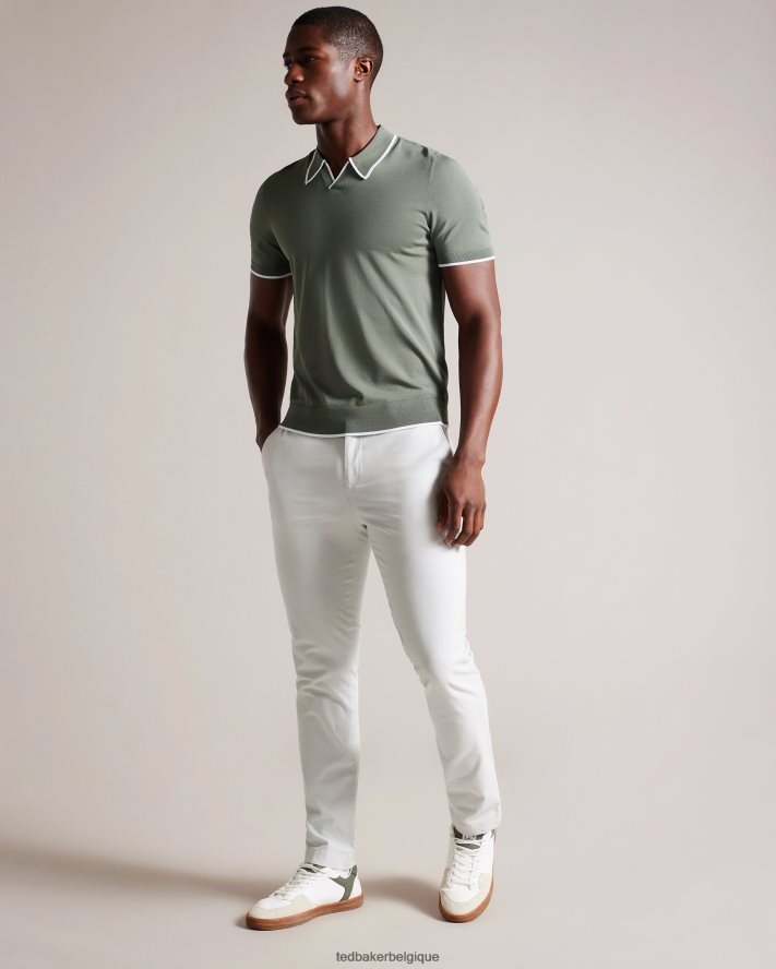 être Ted Baker Hommes polo en rayonne à manches courtes Stortfo kaki FR8J421327 vêtements
