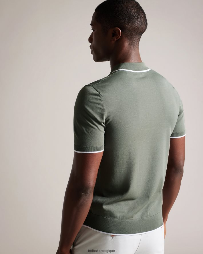 être Ted Baker Hommes polo en rayonne à manches courtes Stortfo kaki FR8J421327 vêtements