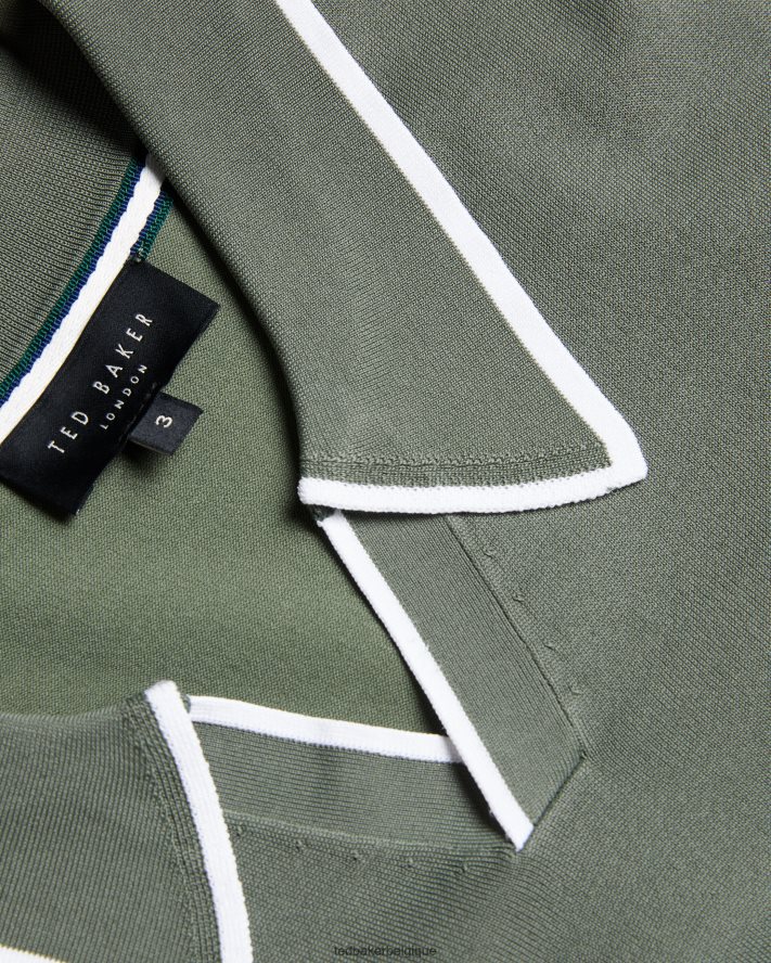 être Ted Baker Hommes polo en rayonne à manches courtes Stortfo kaki FR8J421327 vêtements