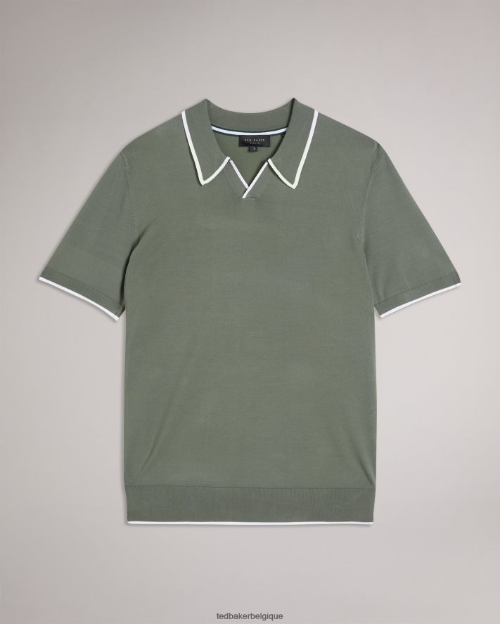 être Ted Baker Hommes polo en rayonne à manches courtes Stortfo kaki FR8J421327 vêtements