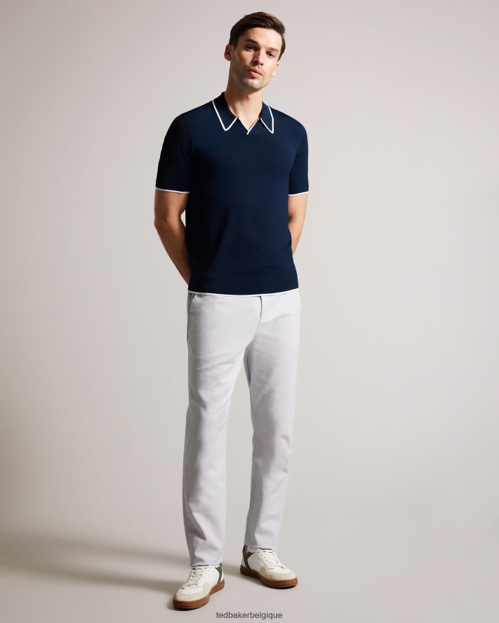 être Ted Baker Hommes polo en rayonne à manches courtes Stortfo marine FR8J421373 vêtements