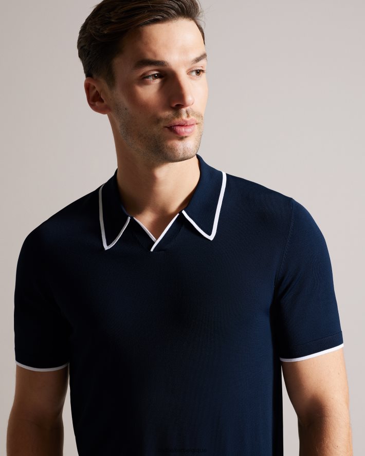 être Ted Baker Hommes polo en rayonne à manches courtes Stortfo marine FR8J421373 vêtements