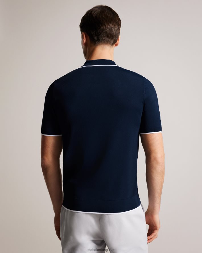 être Ted Baker Hommes polo en rayonne à manches courtes Stortfo marine FR8J421373 vêtements