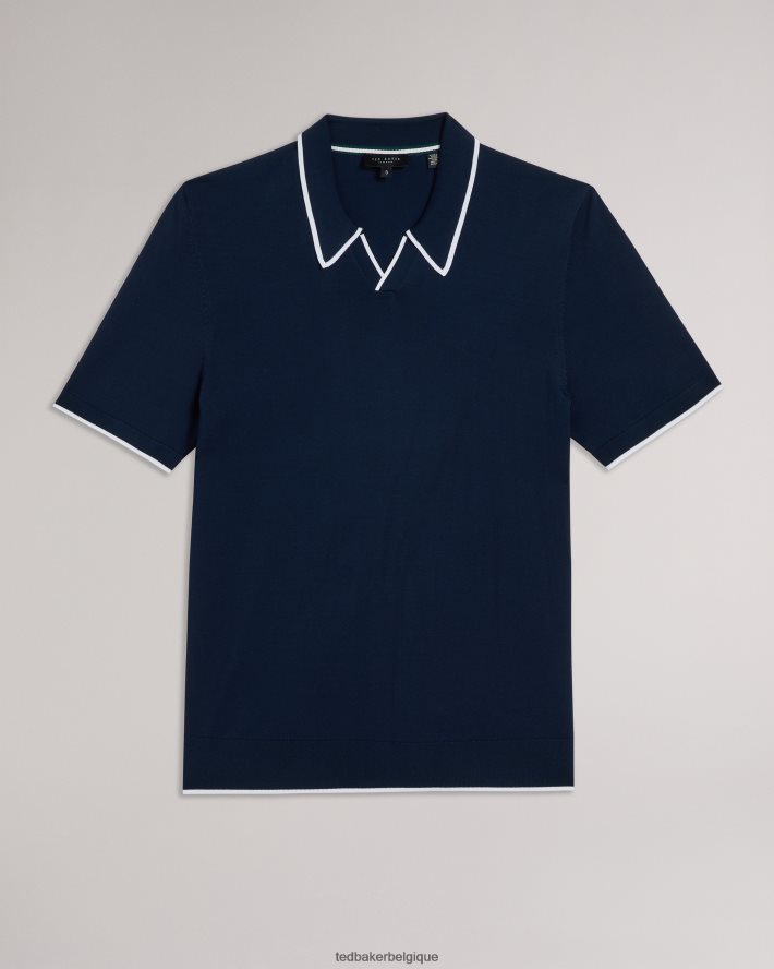 être Ted Baker Hommes polo en rayonne à manches courtes Stortfo marine FR8J421373 vêtements