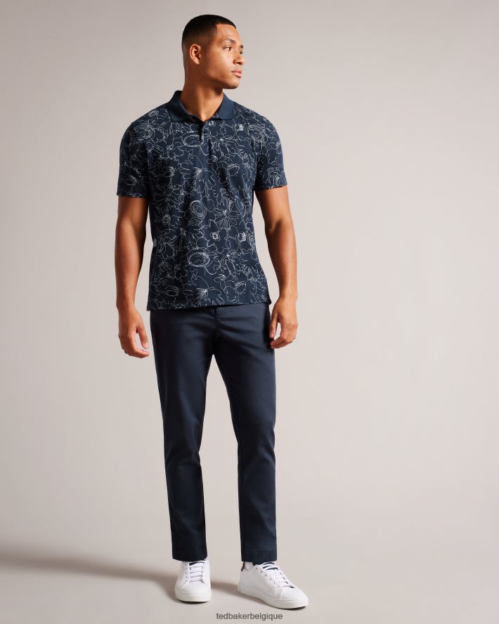 être Ted Baker Hommes polo imprimé coupe classique à manches courtes holler bleu marine FR8J421217 vêtements
