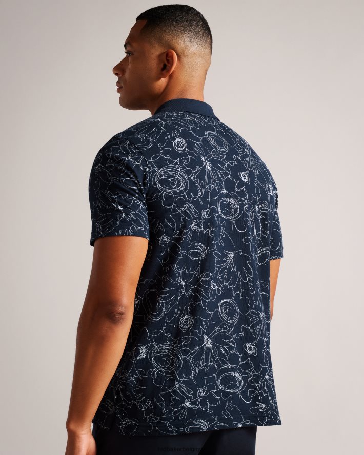être Ted Baker Hommes polo imprimé coupe classique à manches courtes holler bleu marine FR8J421217 vêtements