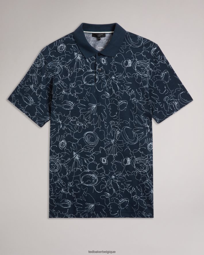être Ted Baker Hommes polo imprimé coupe classique à manches courtes holler bleu marine FR8J421217 vêtements