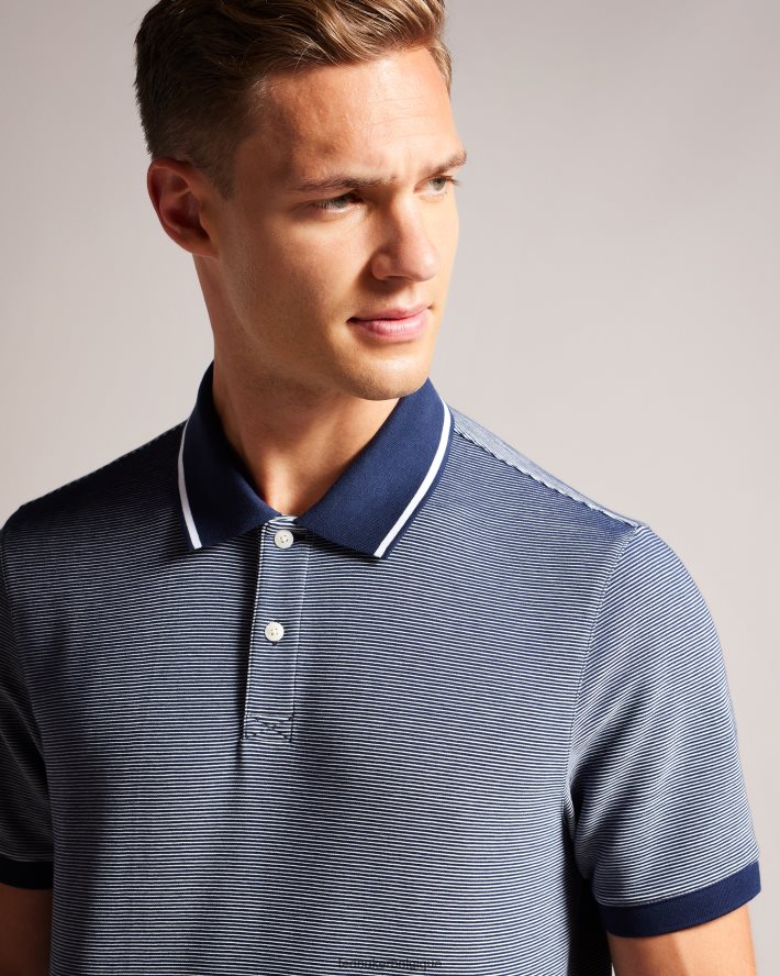 être Ted Baker Hommes polo rayé à manches courtes ellerby marine FR8J421341 vêtements