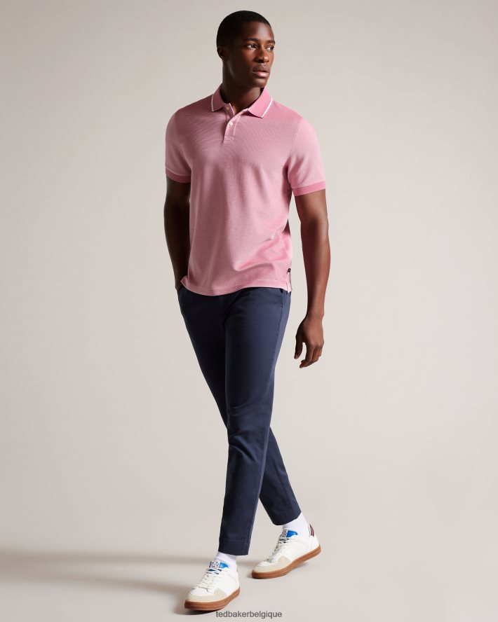 être Ted Baker Hommes polo rayé à manches courtes ellerby rose moyen FR8J421413 vêtements