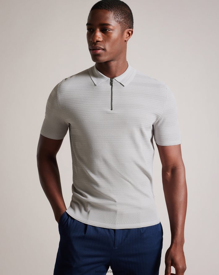 être Ted Baker Hommes polo texturé à manches courtes stree gris FR8J421363 vêtements