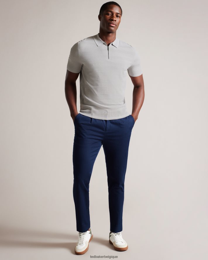 être Ted Baker Hommes polo texturé à manches courtes stree gris FR8J421363 vêtements