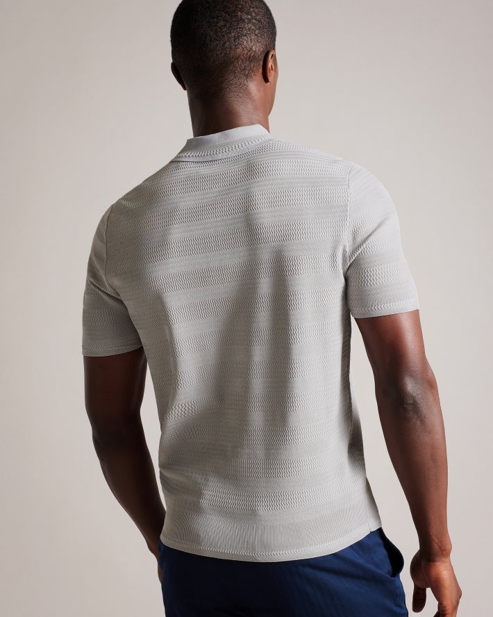 être Ted Baker Hommes polo texturé à manches courtes stree gris FR8J421363 vêtements