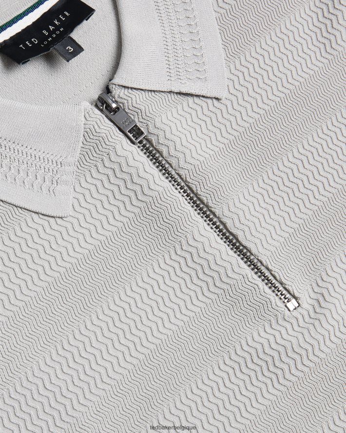être Ted Baker Hommes polo texturé à manches courtes stree gris FR8J421363 vêtements