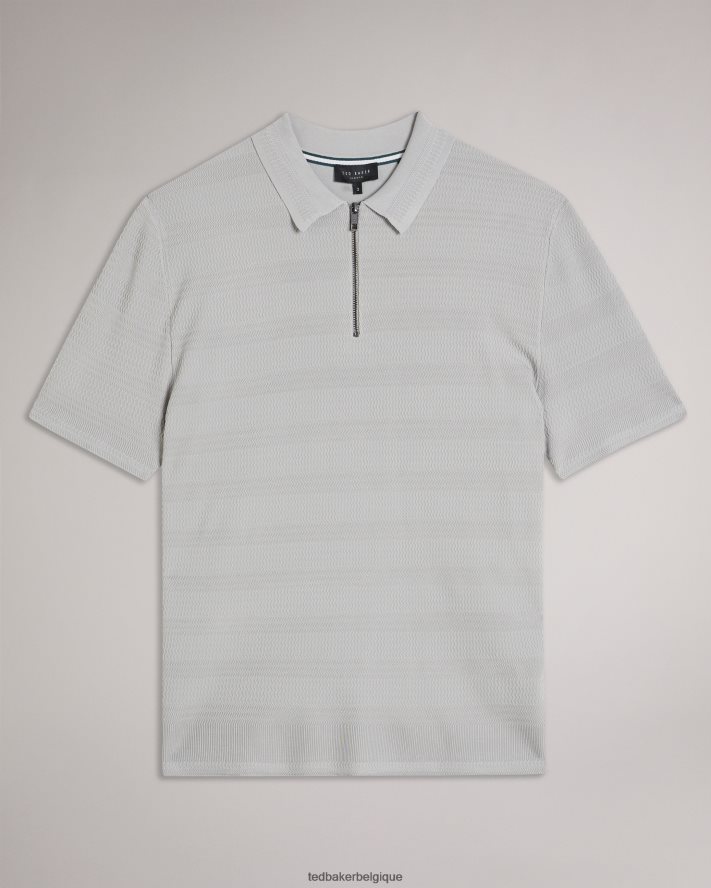être Ted Baker Hommes polo texturé à manches courtes stree gris FR8J421363 vêtements