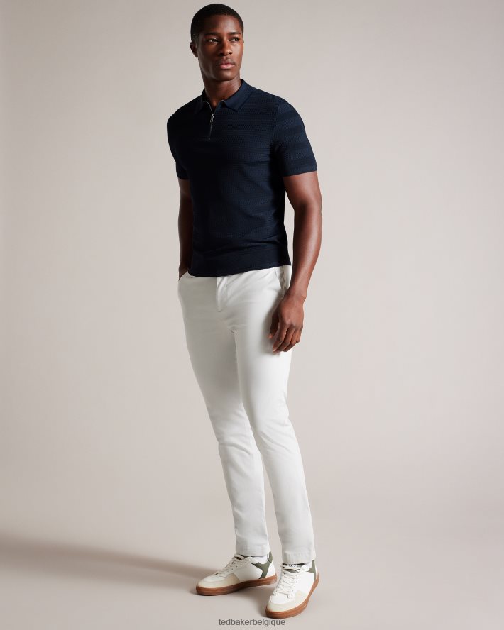 être Ted Baker Hommes polo texturé à manches courtes stree marine FR8J421340 vêtements