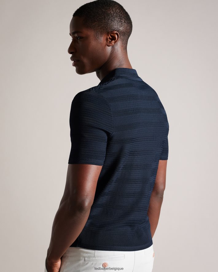 être Ted Baker Hommes polo texturé à manches courtes stree marine FR8J421340 vêtements