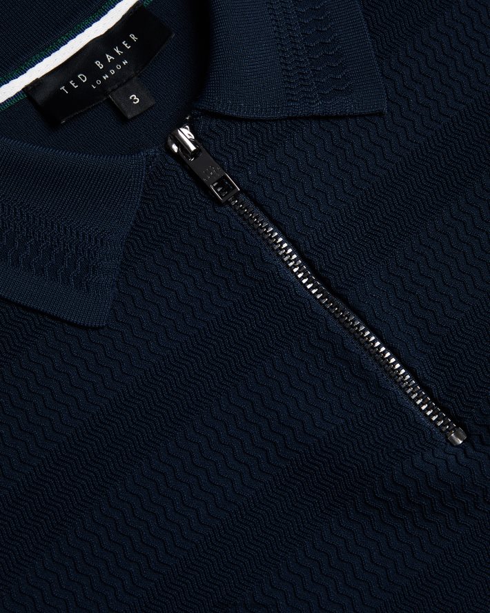 être Ted Baker Hommes polo texturé à manches courtes stree marine FR8J421340 vêtements