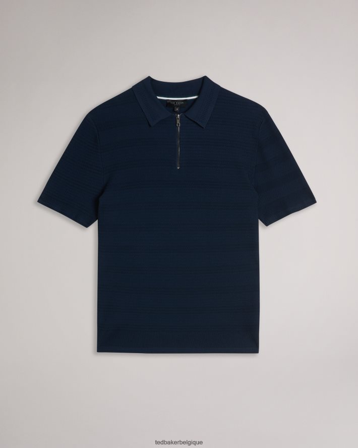 être Ted Baker Hommes polo texturé à manches courtes stree marine FR8J421340 vêtements