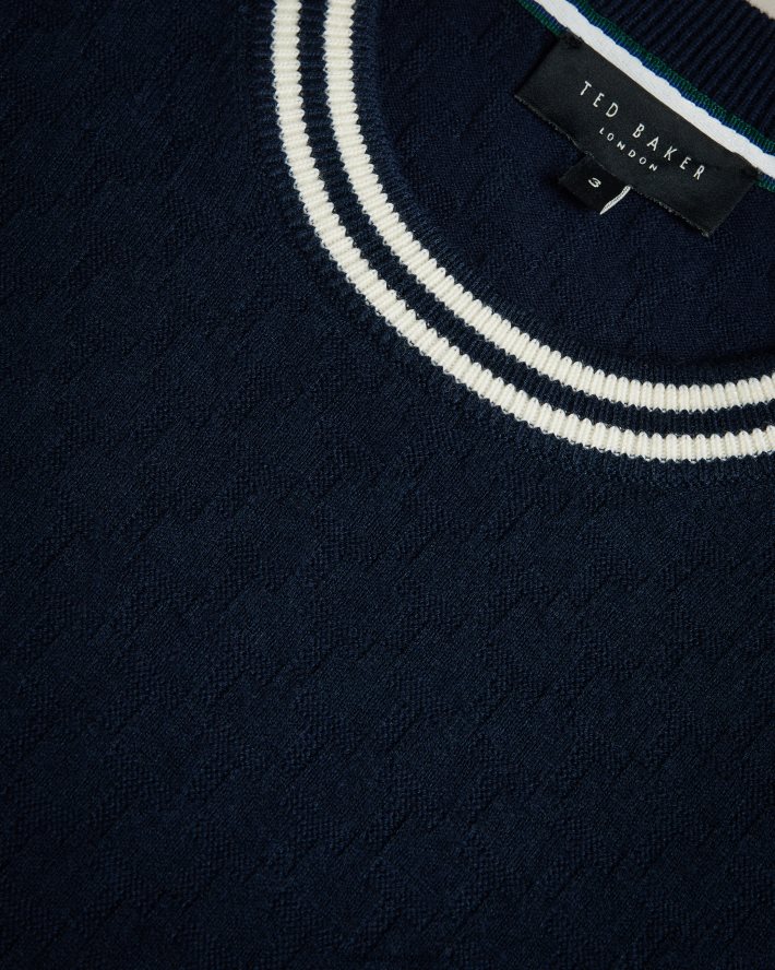 être Ted Baker Hommes t-shirt cousu à manches courtes hanam marine FR8J421409 vêtements