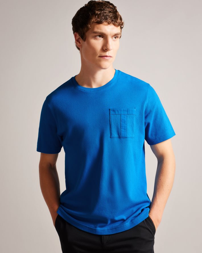 être Ted Baker Hommes t-shirt à manches courtes et poche en T bleu FR8J421209 vêtements
