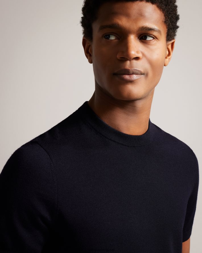 être Ted Baker Hommes t-shirt tricoté à manches courtes senti marine FR8J421591 vêtements