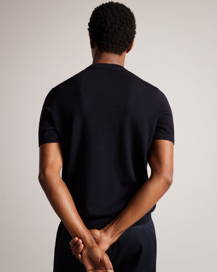 être Ted Baker Hommes t-shirt tricoté à manches courtes senti marine FR8J421591 vêtements