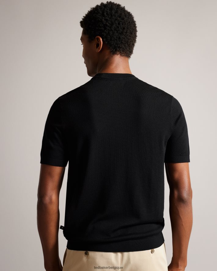 être Ted Baker Hommes t-shirt tricoté à manches courtes senti noir FR8J421468 vêtements