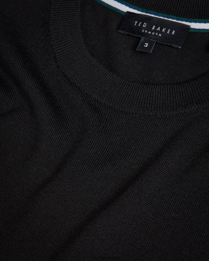 être Ted Baker Hommes t-shirt tricoté à manches courtes senti noir FR8J421468 vêtements