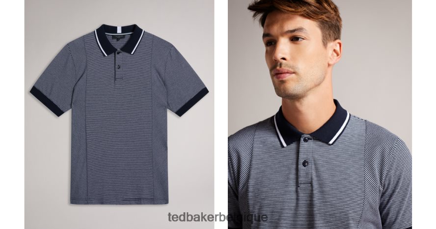 être Ted Baker Hommes taigaa polo régulier à manches courtes et à panneaux rayés marine FR8J421236 vêtements