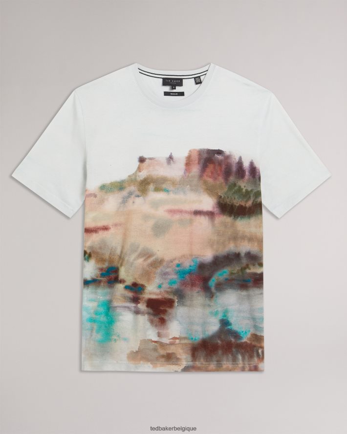 être Ted Baker Hommes tinot - t-shirt à manches courtes et imprimé abstrait blanc FR8J421564 vêtements