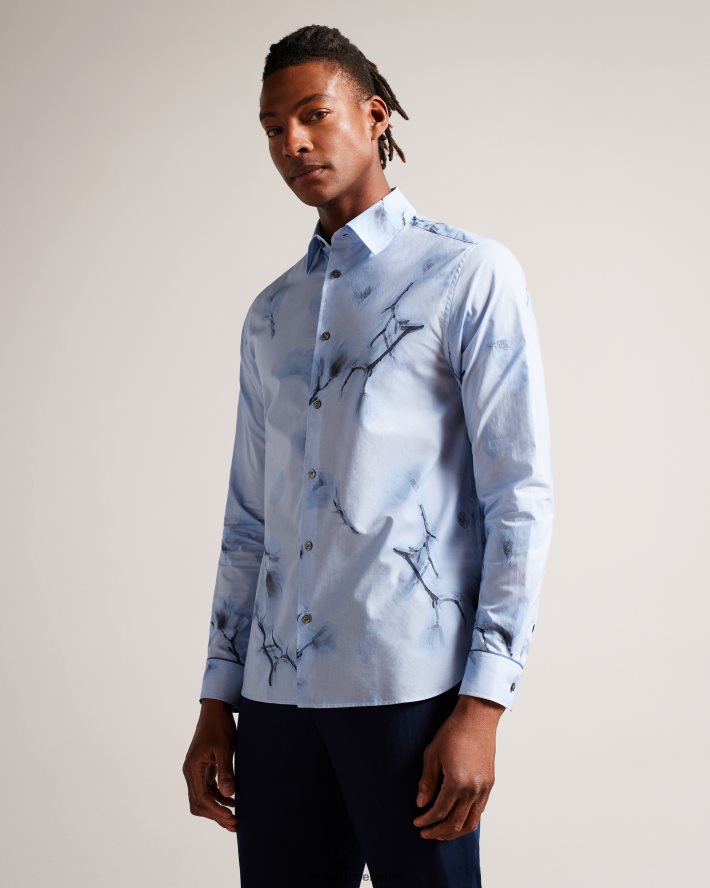 être Ted Baker Hommes Louth - chemise à manches longues à grand imprimé floral bleu ciel FR8J421477 vêtements