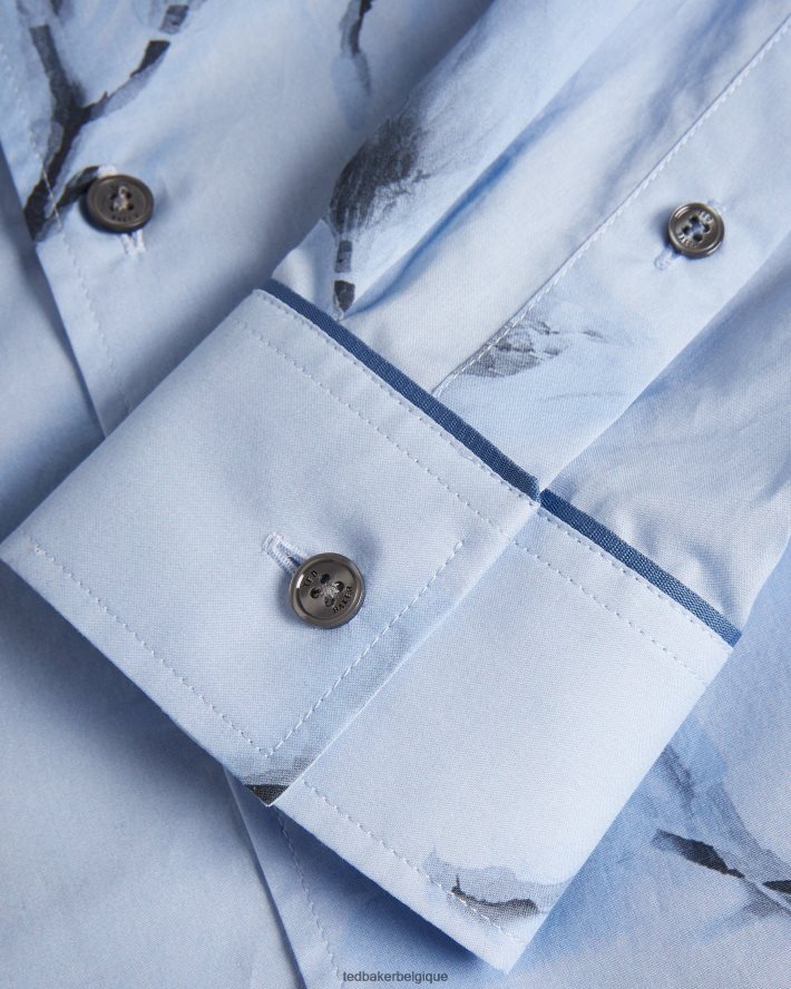 être Ted Baker Hommes Louth - chemise à manches longues à grand imprimé floral bleu ciel FR8J421477 vêtements