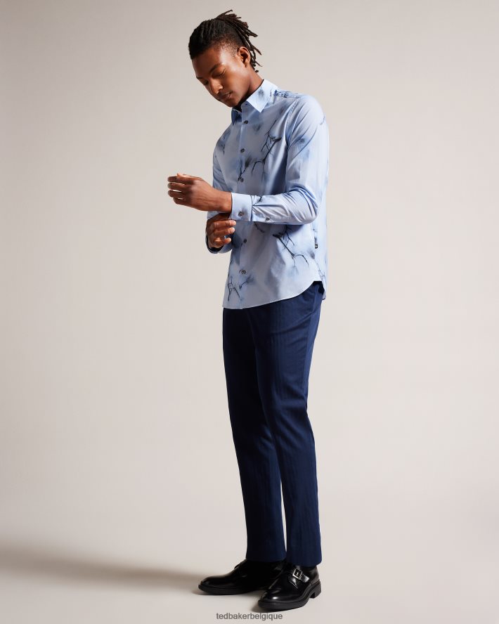 être Ted Baker Hommes Louth - chemise à manches longues à grand imprimé floral bleu ciel FR8J421477 vêtements