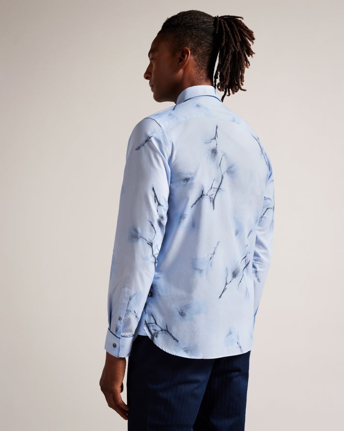 être Ted Baker Hommes Louth - chemise à manches longues à grand imprimé floral bleu ciel FR8J421477 vêtements