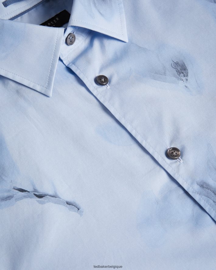 être Ted Baker Hommes Louth - chemise à manches longues à grand imprimé floral bleu ciel FR8J421477 vêtements