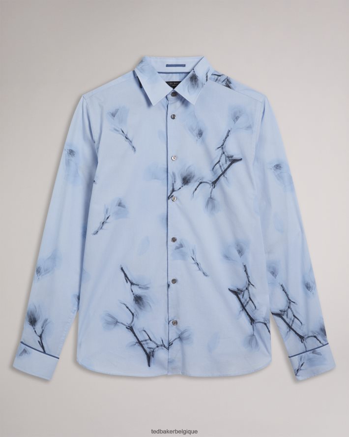 être Ted Baker Hommes Louth - chemise à manches longues à grand imprimé floral bleu ciel FR8J421477 vêtements