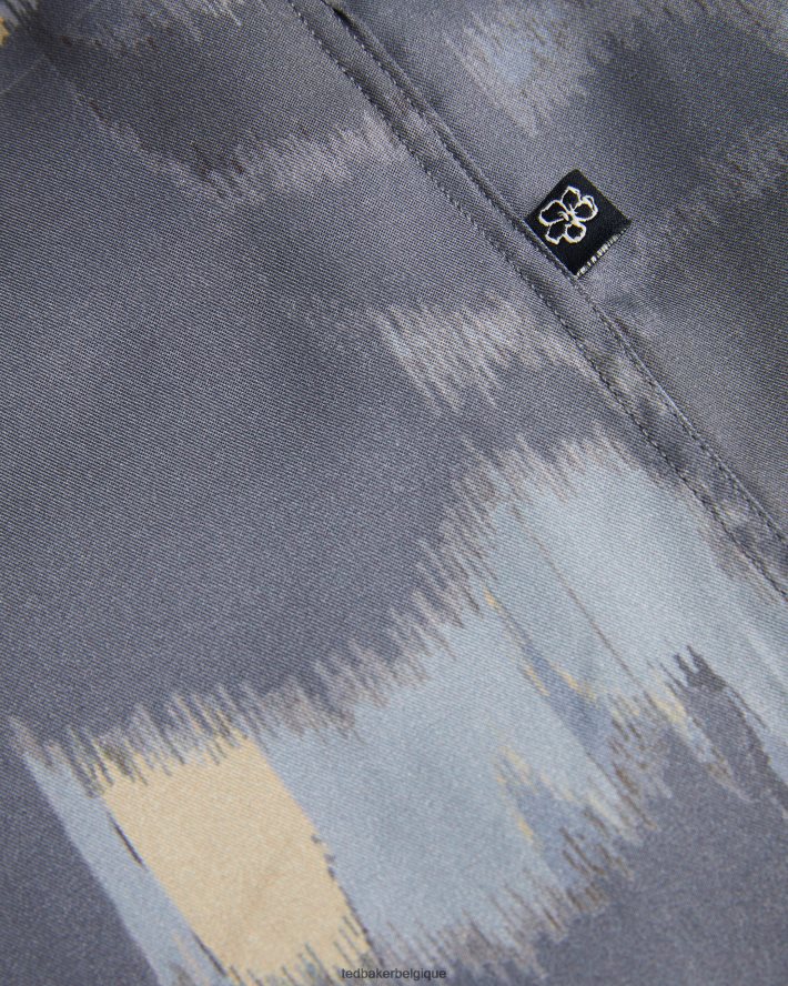 être Ted Baker Hommes Mordun - Chemise manches longues à imprimé papillon abstrait gris FR8J421252 vêtements