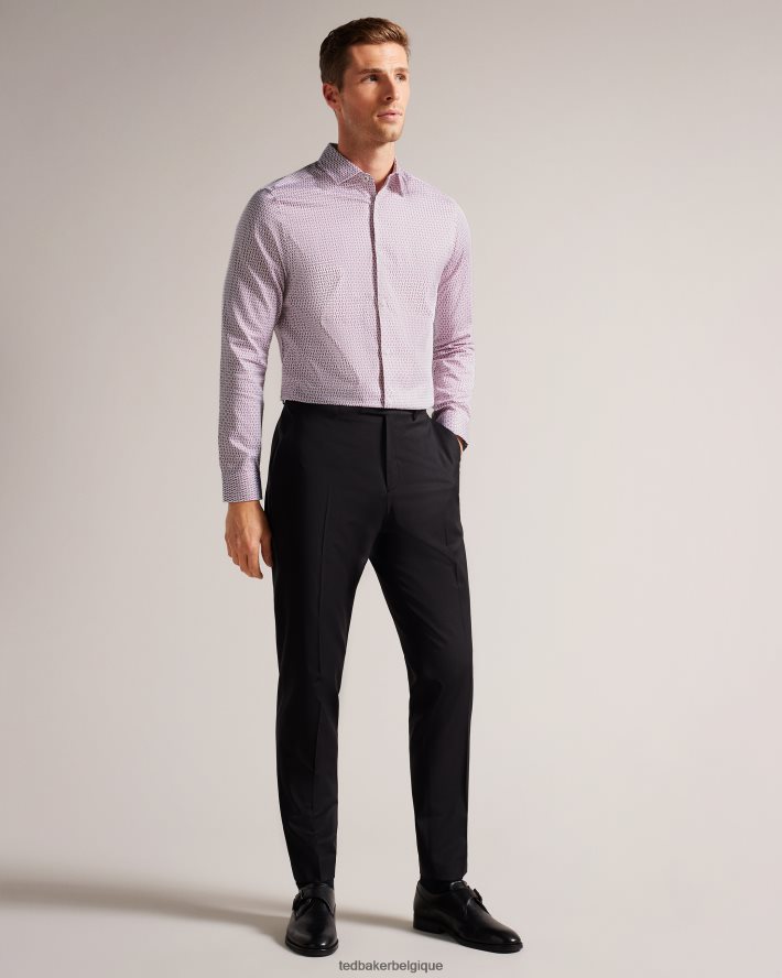 être Ted Baker Hommes chemise à imprimé géométrique cercle à manches longues conifur rose clair FR8J421229 vêtements