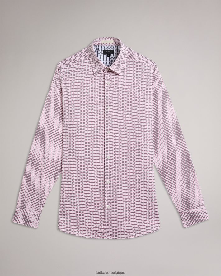 être Ted Baker Hommes chemise à imprimé géométrique cercle à manches longues conifur rose clair FR8J421229 vêtements