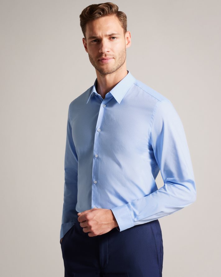 être Ted Baker Hommes chemise à pois à manches longues newtss bleu FR8J421441 vêtements