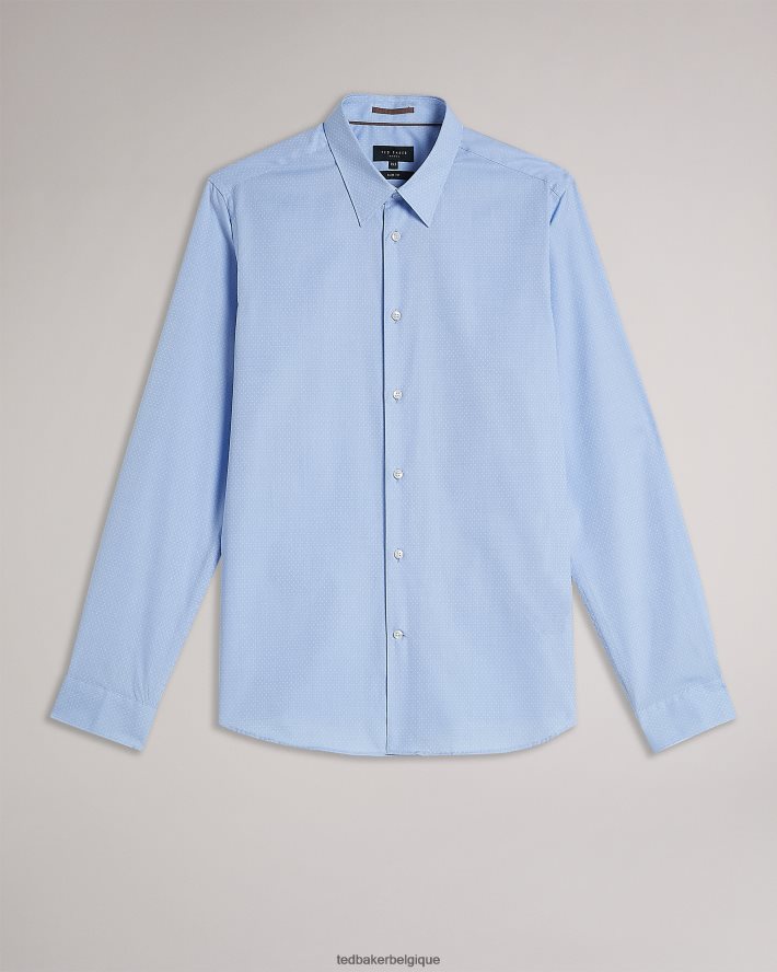 être Ted Baker Hommes chemise à pois à manches longues newtss bleu FR8J421441 vêtements