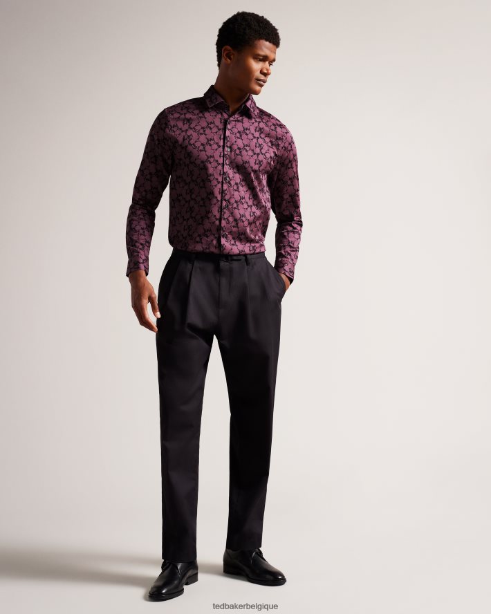 être Ted Baker Hommes comlee - chemise à manches longues et imprimé floral bordeaux FR8J421240 vêtements