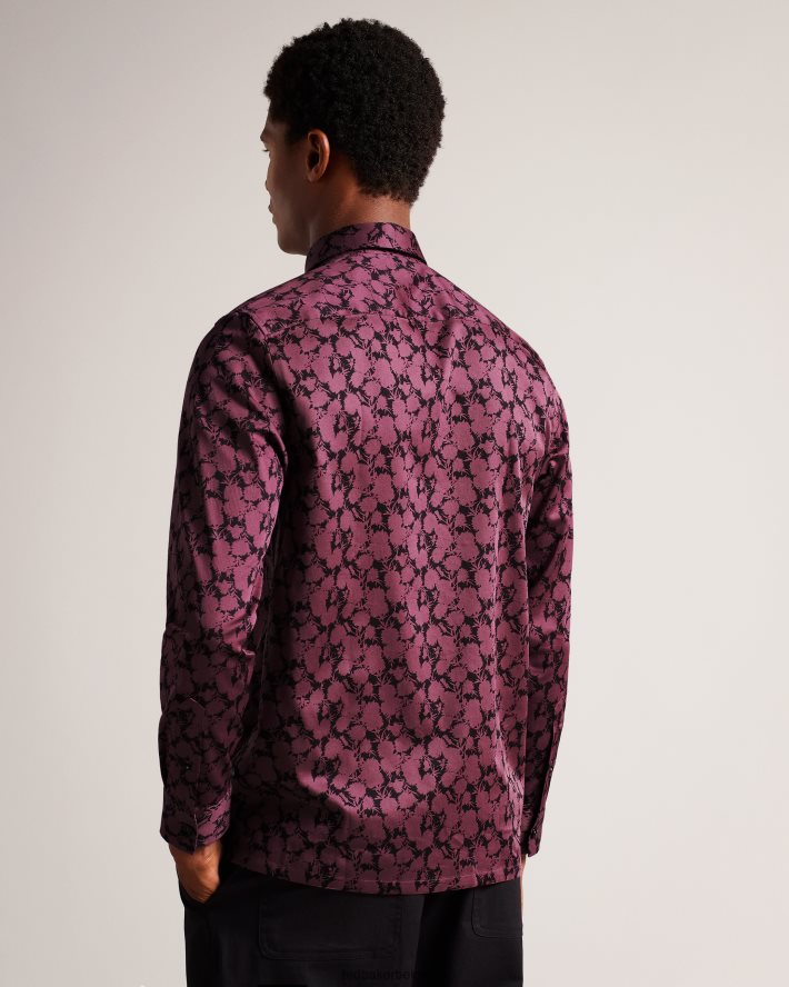 être Ted Baker Hommes comlee - chemise à manches longues et imprimé floral bordeaux FR8J421240 vêtements